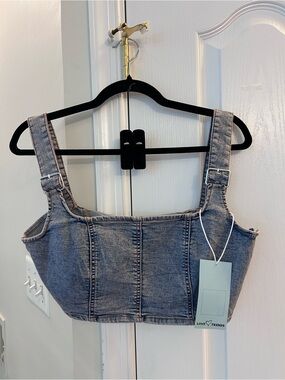 Denim Crop Top in Faded Blue